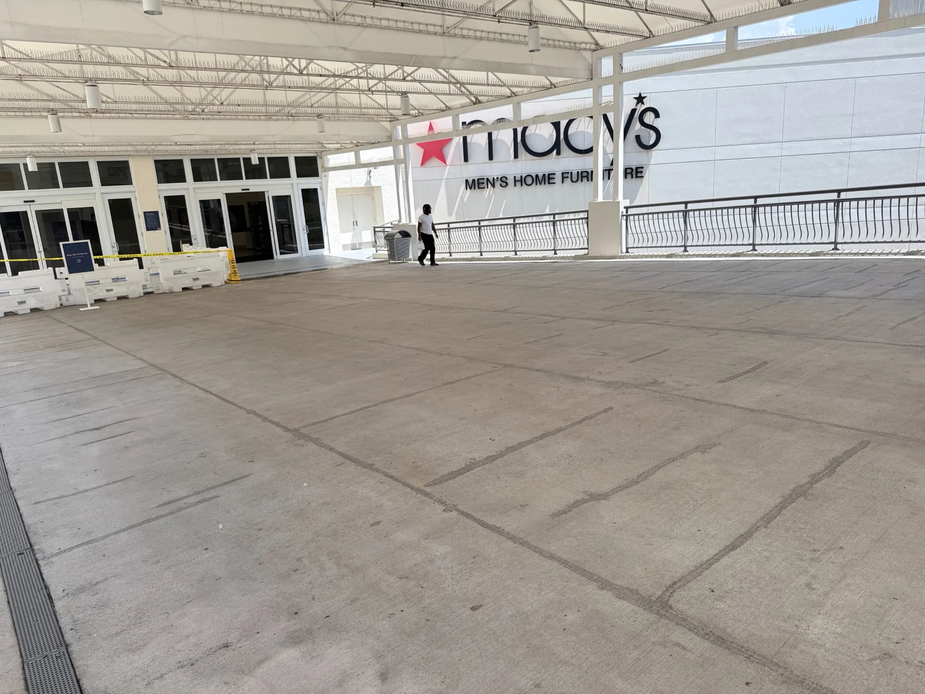 Prepared commercial deck surface before waterproofing and restoration