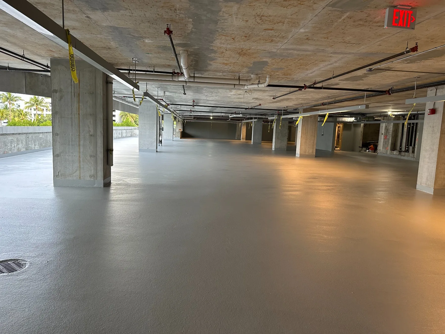 Finished coating system in a parking structure
